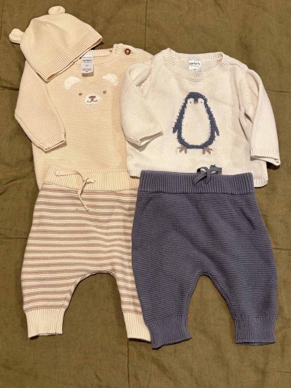 Carter’s Baby Knit Bear and Penguin Outfit Sets - 3m